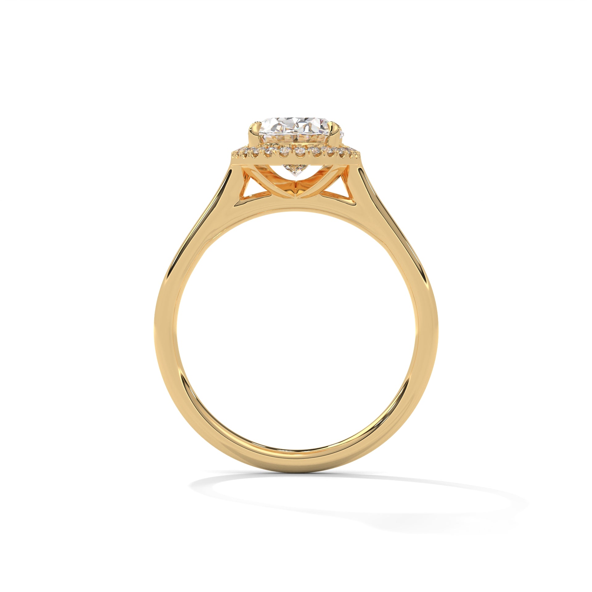 Delia oval halo diamond engagement ring in 14k gold, view 1