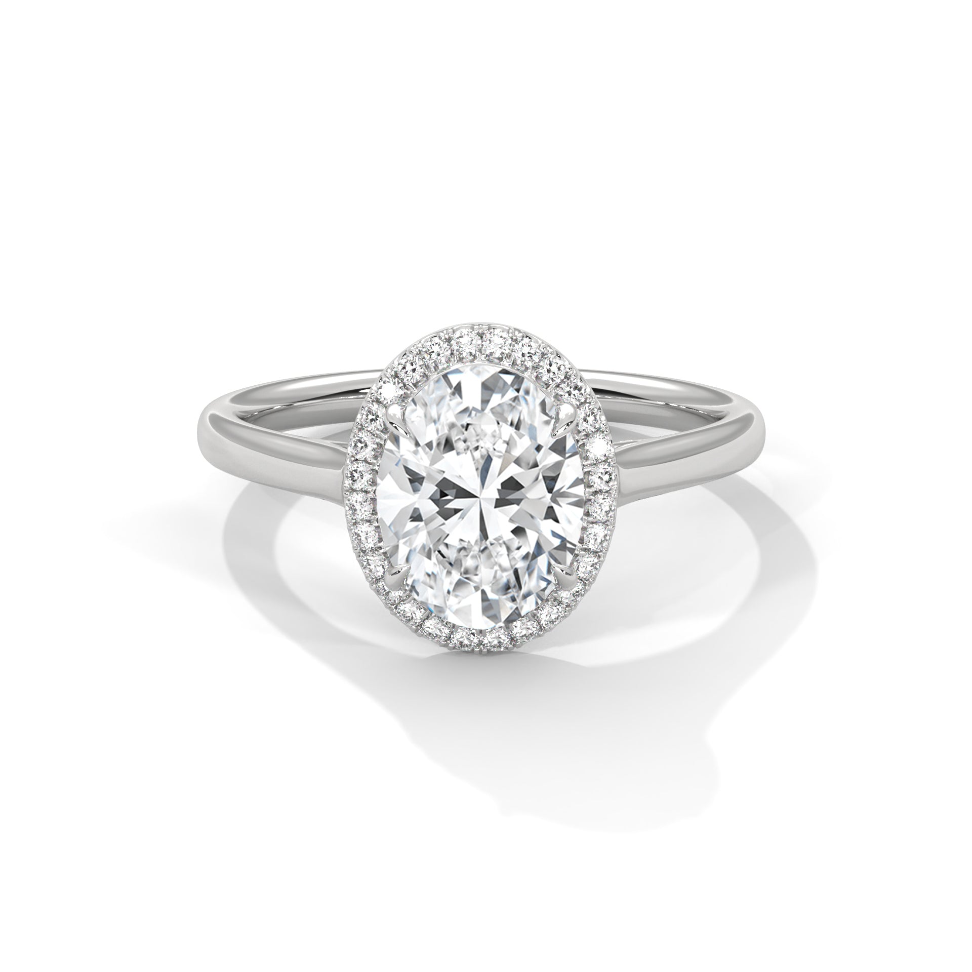 Delia oval halo diamond engagement ring in 14k gold, view 2