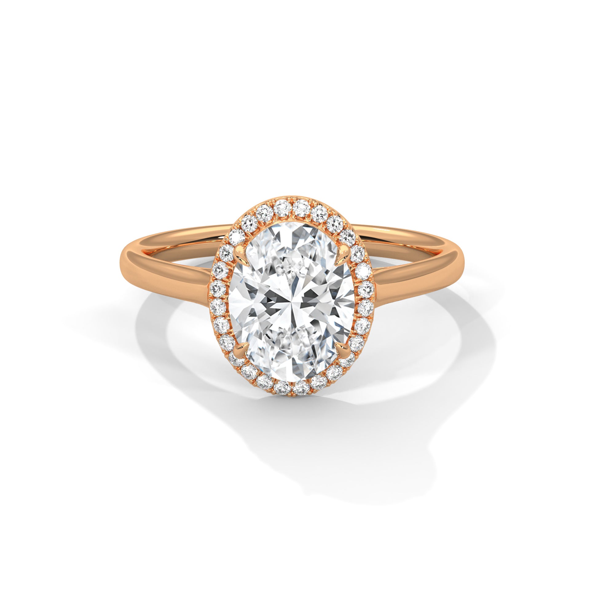 Delia oval halo diamond engagement ring in 14k gold, view 4