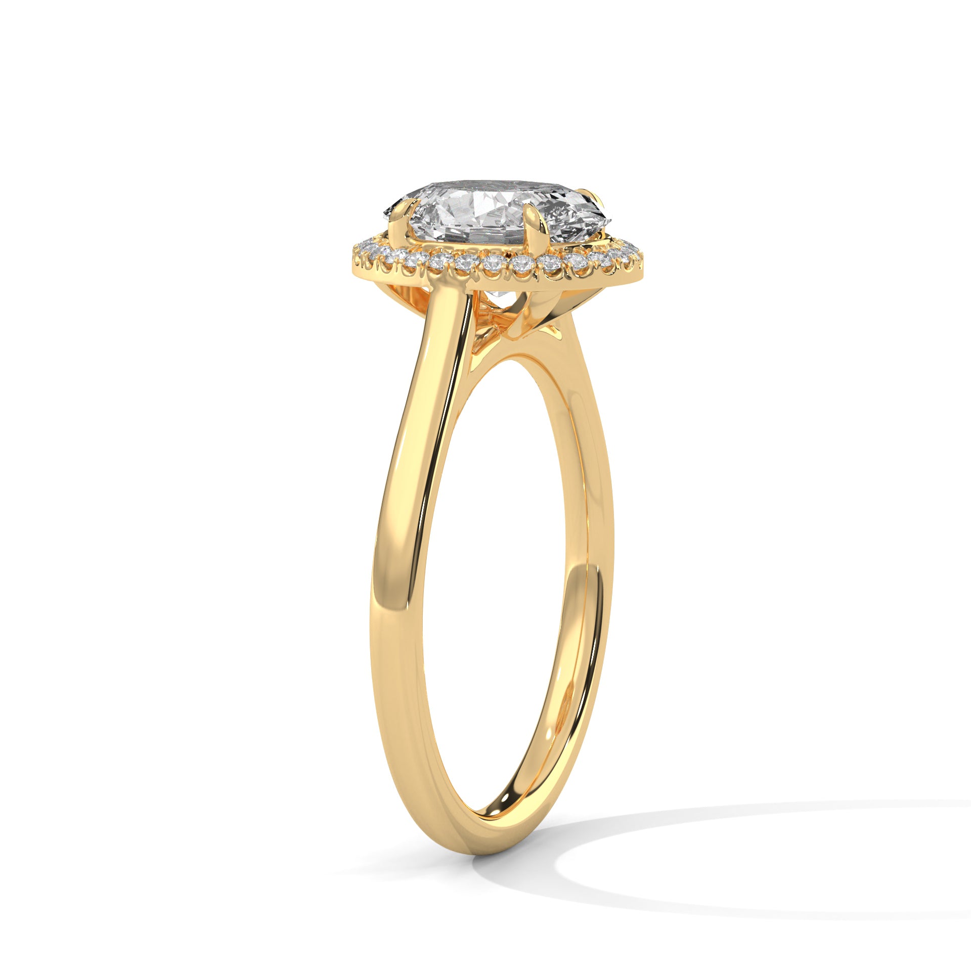 Delia oval halo diamond engagement ring in 14k gold, view 5