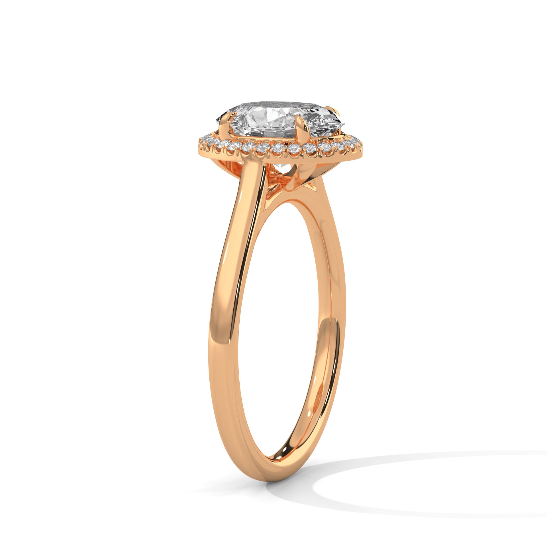 Delia oval halo diamond engagement ring in 14k gold, view 6