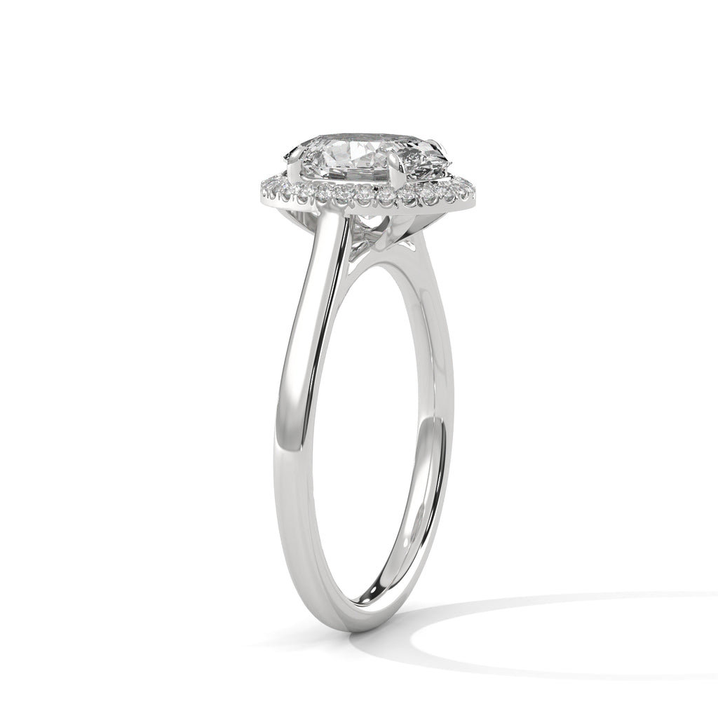 Delia oval halo diamond engagement ring in 14k gold, view 7