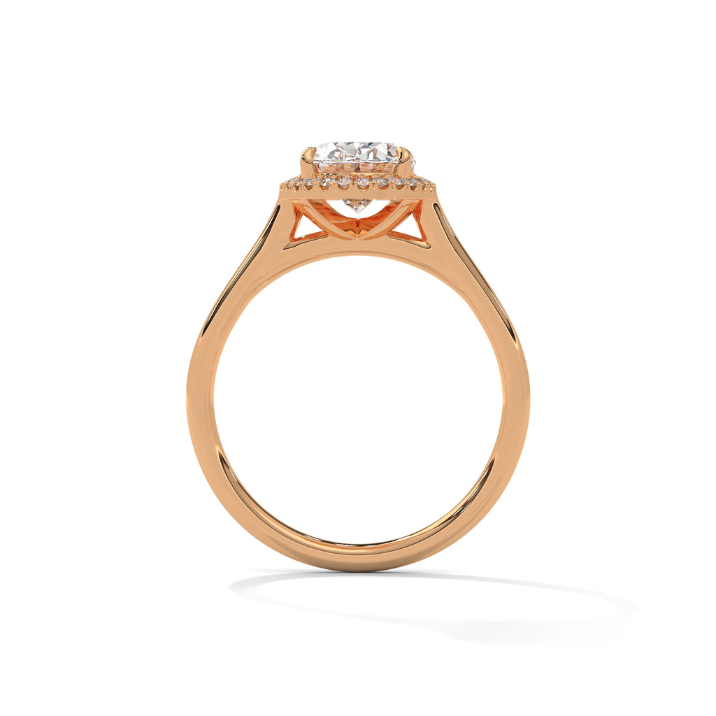 Delia oval halo diamond engagement ring in 14k gold, view 8