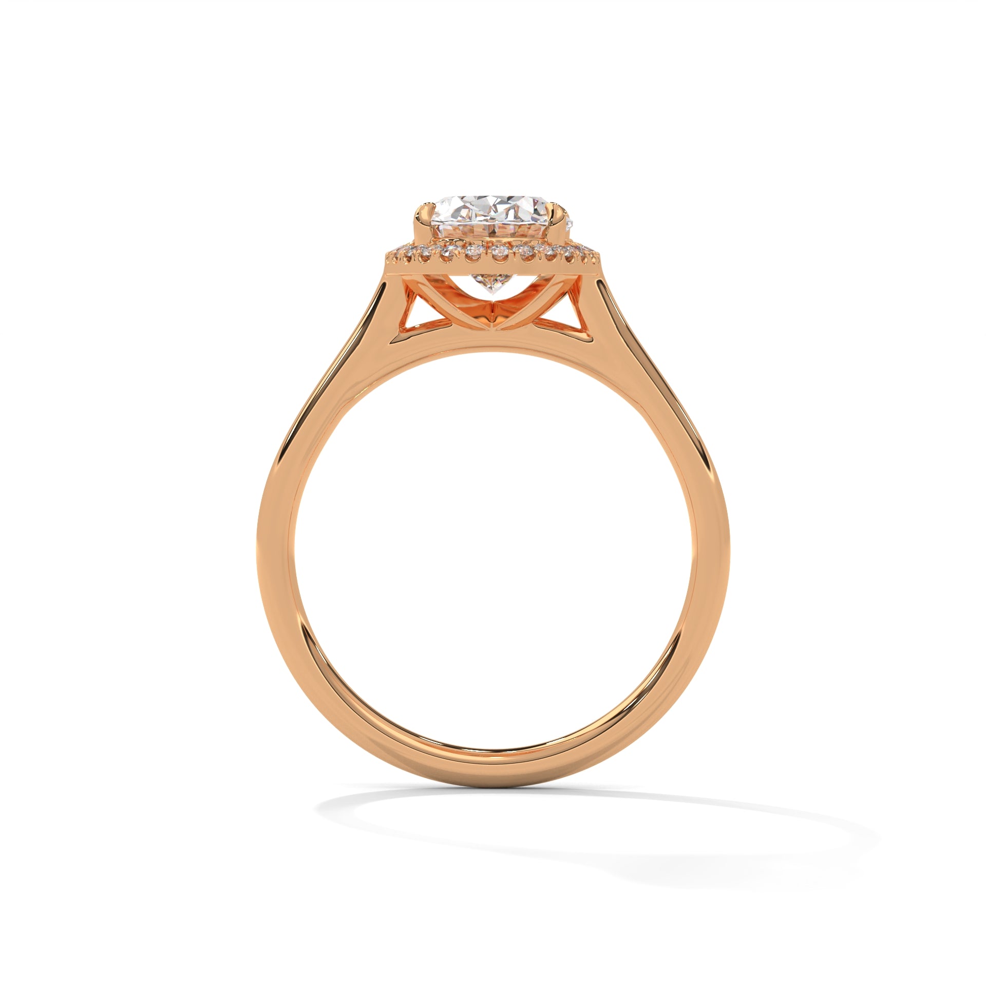Delia oval halo diamond engagement ring in 14k gold, view 8
