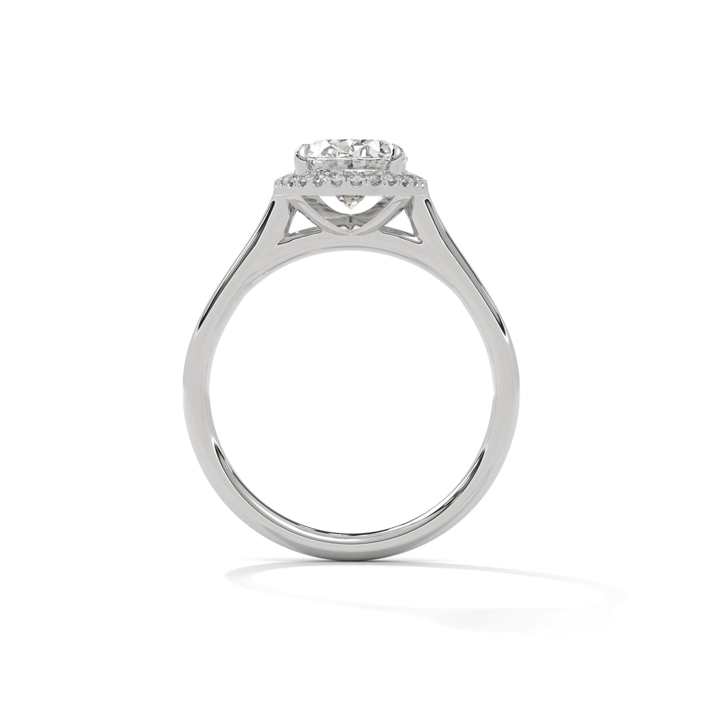 Delia oval halo diamond engagement ring in 14k gold, view 9