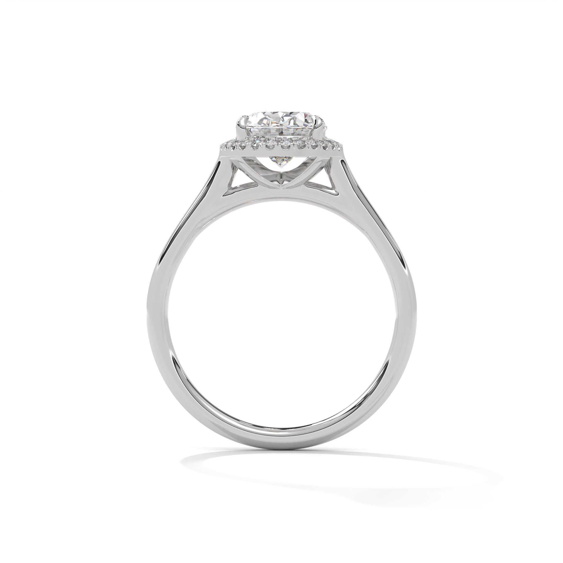 Delia oval halo diamond engagement ring in 14k gold, view 9
