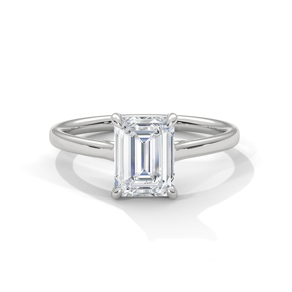 Giselle emerald-cut solitaire diamond engagement ring in 14k gold, view 1