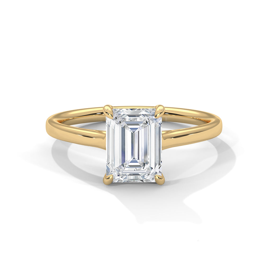 Giselle emerald-cut solitaire diamond engagement ring in 14k gold, view 2