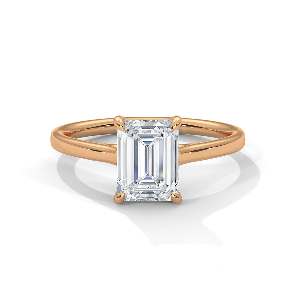 Giselle emerald-cut solitaire diamond engagement ring in 14k gold, view 3