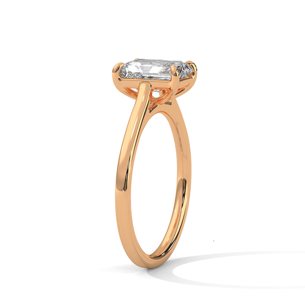Giselle emerald-cut solitaire diamond engagement ring in 14k gold, view 4