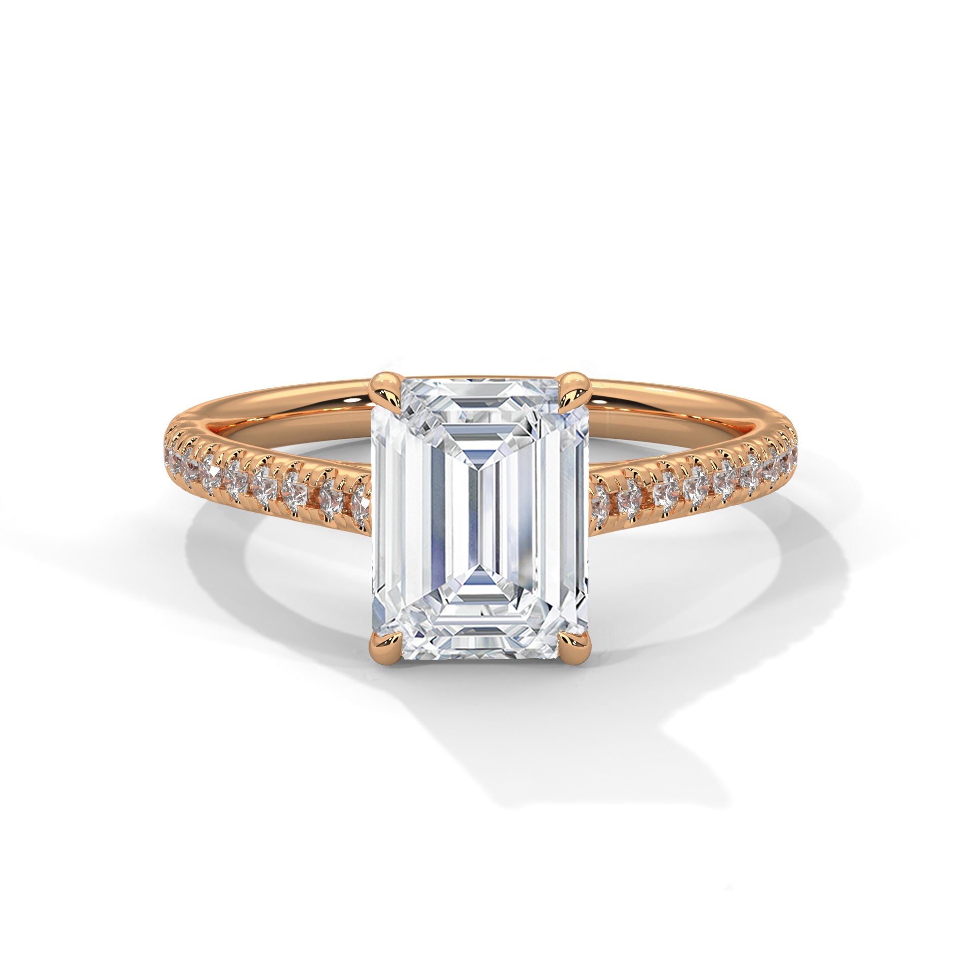 Helene emerald-cut diamond engagement ring in 14k gold, view 1