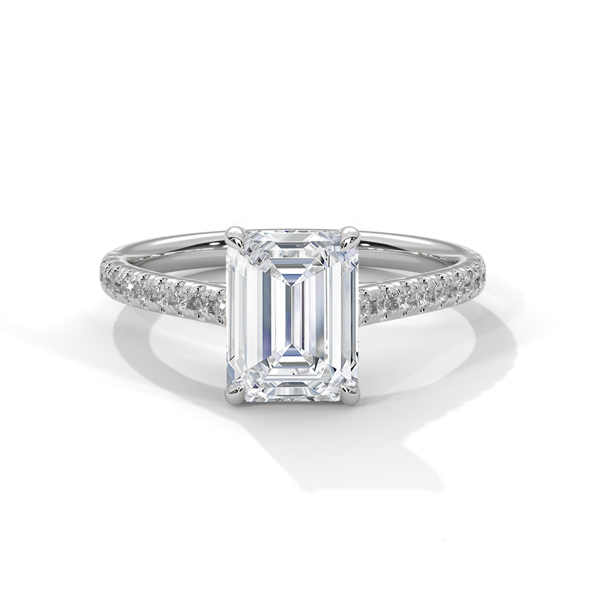 Helene emerald-cut diamond engagement ring in 14k gold, view 2