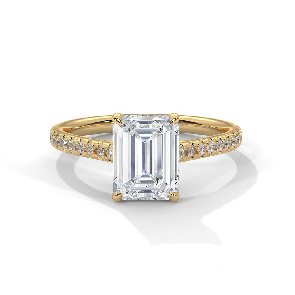 Helene emerald-cut diamond engagement ring in 14k gold, view 3