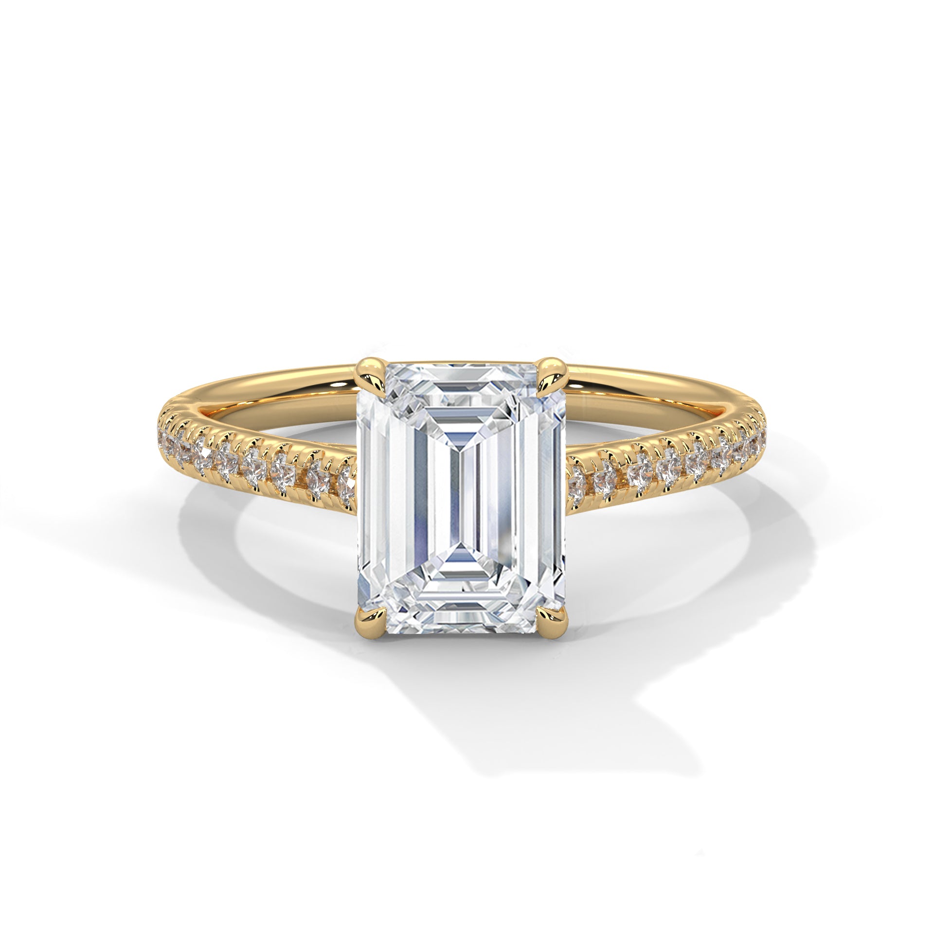 Helene emerald-cut diamond engagement ring in 14k gold, view 3