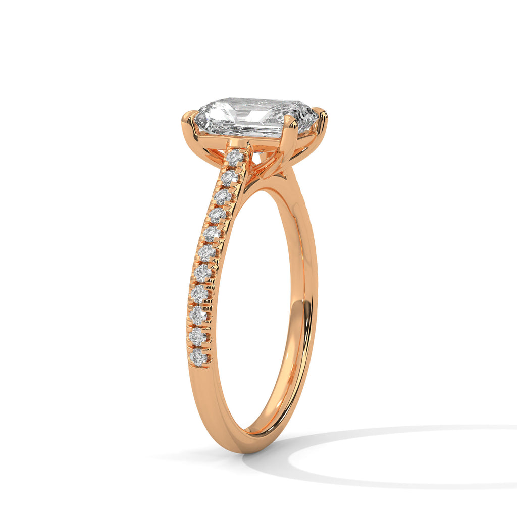 Helene emerald-cut diamond engagement ring in 14k gold, view 4