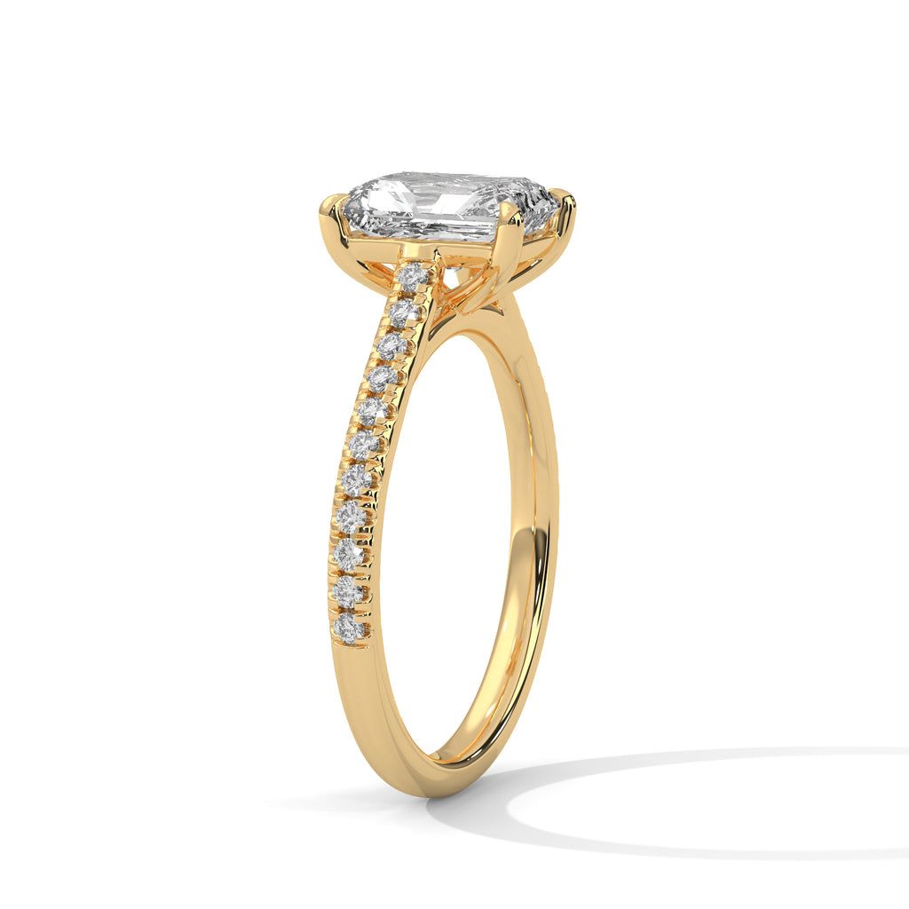 Helene emerald-cut diamond engagement ring in 14k gold, view 5