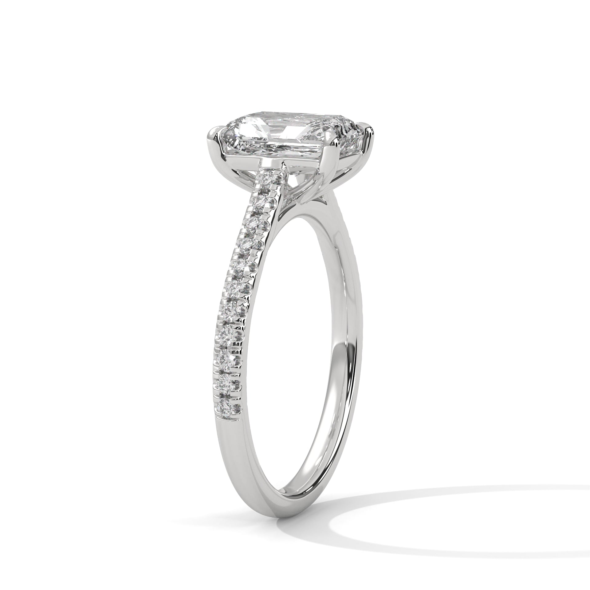 Helene emerald-cut diamond engagement ring in 14k gold, view 6