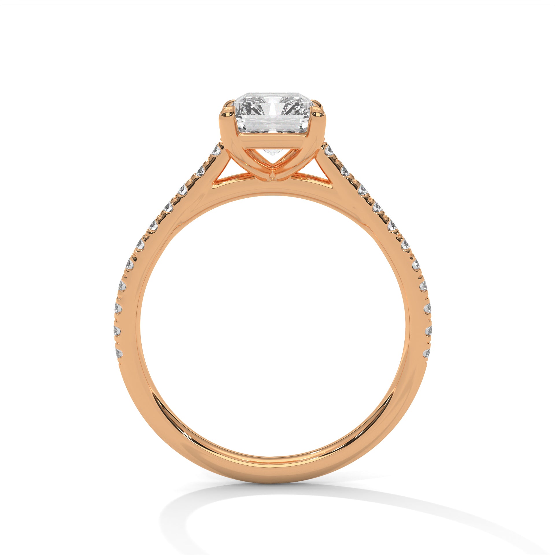 Helene emerald-cut diamond engagement ring in 14k gold, view 7
