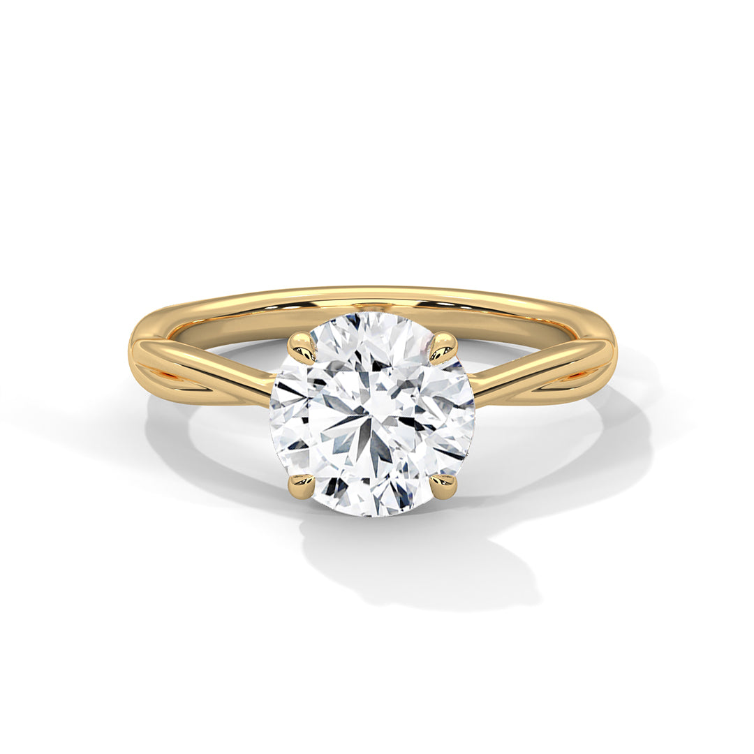 Ines round solitaire diamond engagement ring in 14k gold, view 1