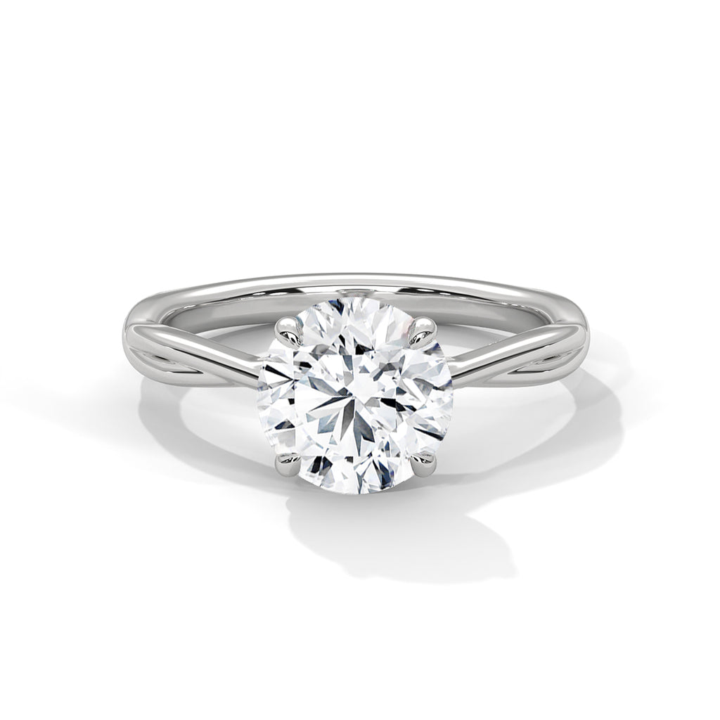 Ines round solitaire diamond engagement ring in 14k gold, view 2