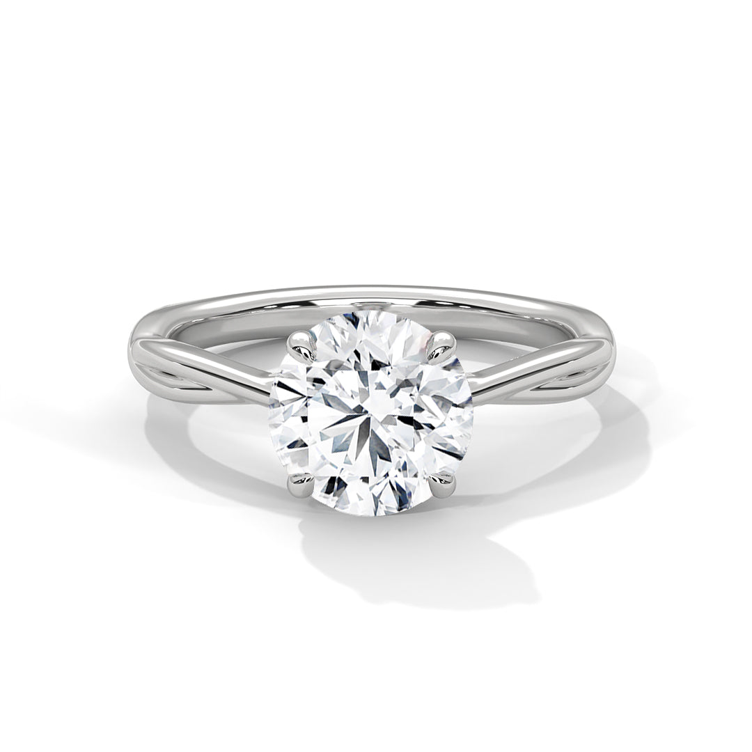 Ines round solitaire diamond engagement ring in 14k gold, view 2