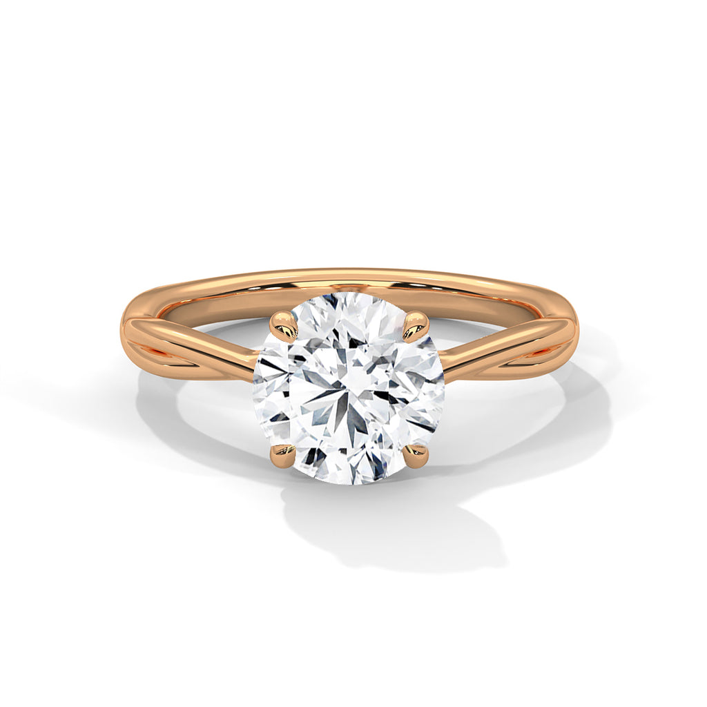 Ines round solitaire diamond engagement ring in 14k gold, view 3
