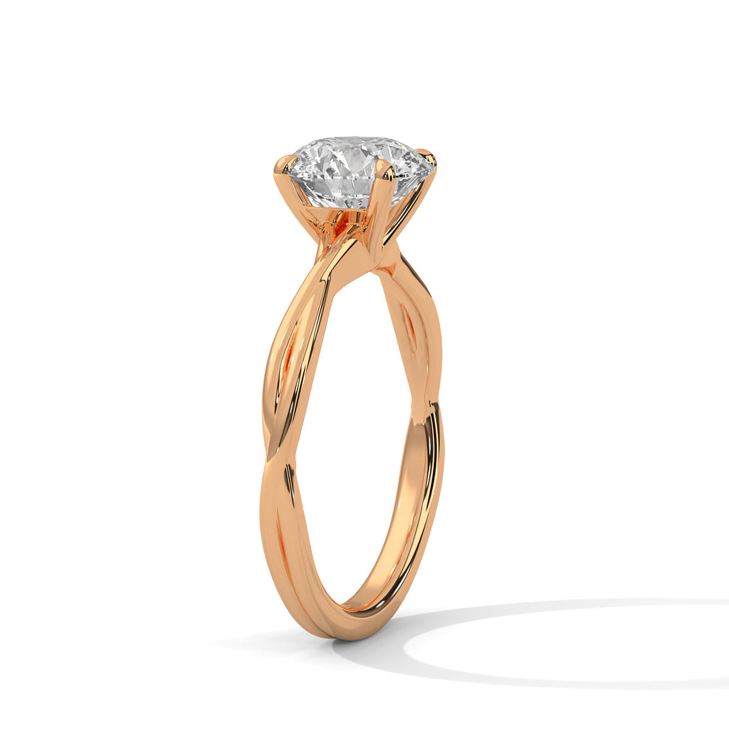 Ines round solitaire diamond engagement ring in 14k gold, view 4