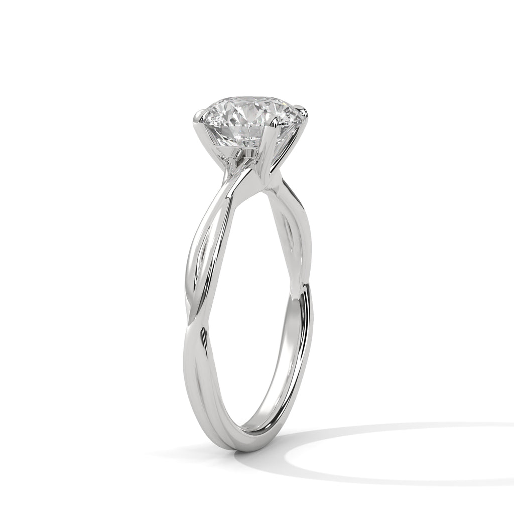 Ines round solitaire diamond engagement ring in 14k gold, view 6