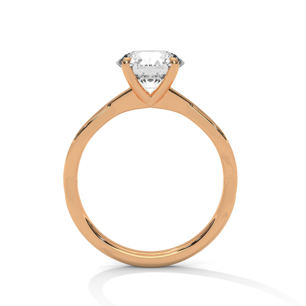 Ines round solitaire diamond engagement ring in 14k gold, view 7
