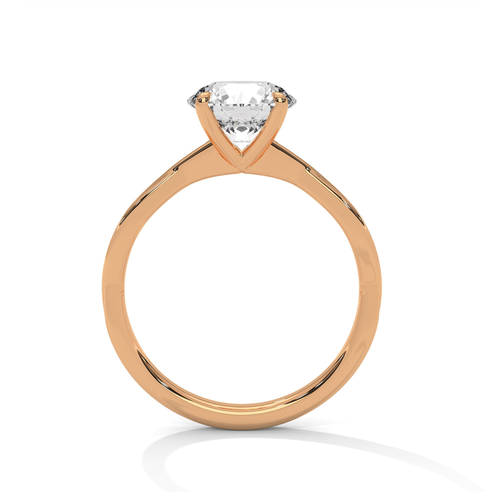 Ines round solitaire diamond engagement ring in 14k gold, view 7
