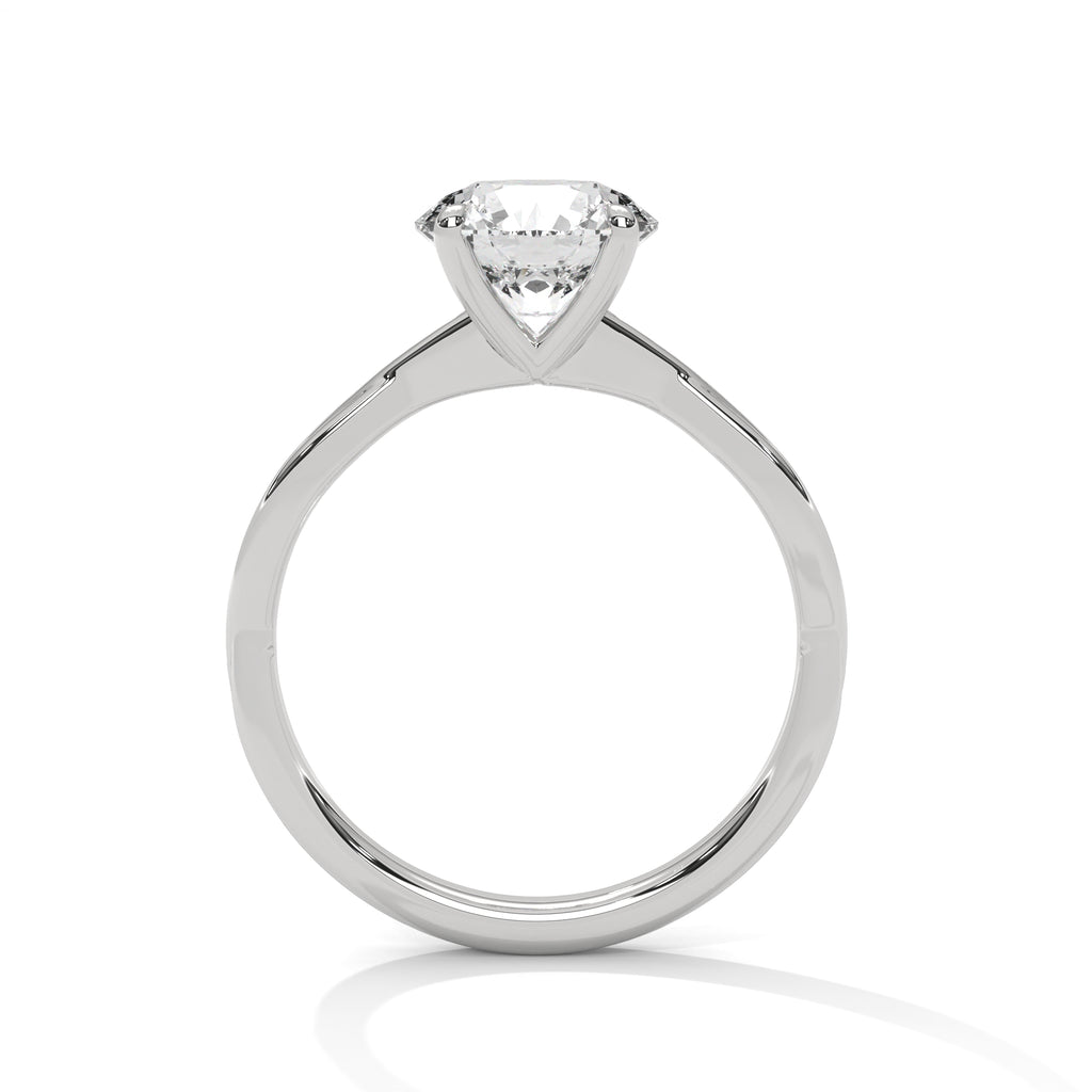 Ines round solitaire diamond engagement ring in 14k gold, view 9