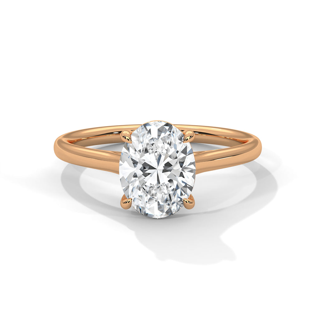 Lorraine oval solitaire diamond engagement ring in 14k gold, view 1