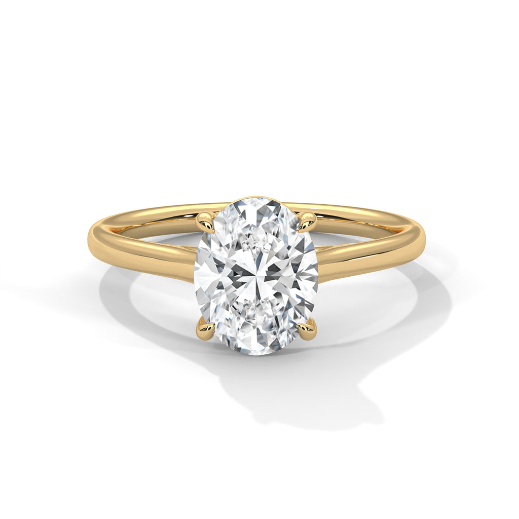 Lorraine oval solitaire diamond engagement ring in 14k gold, view 2