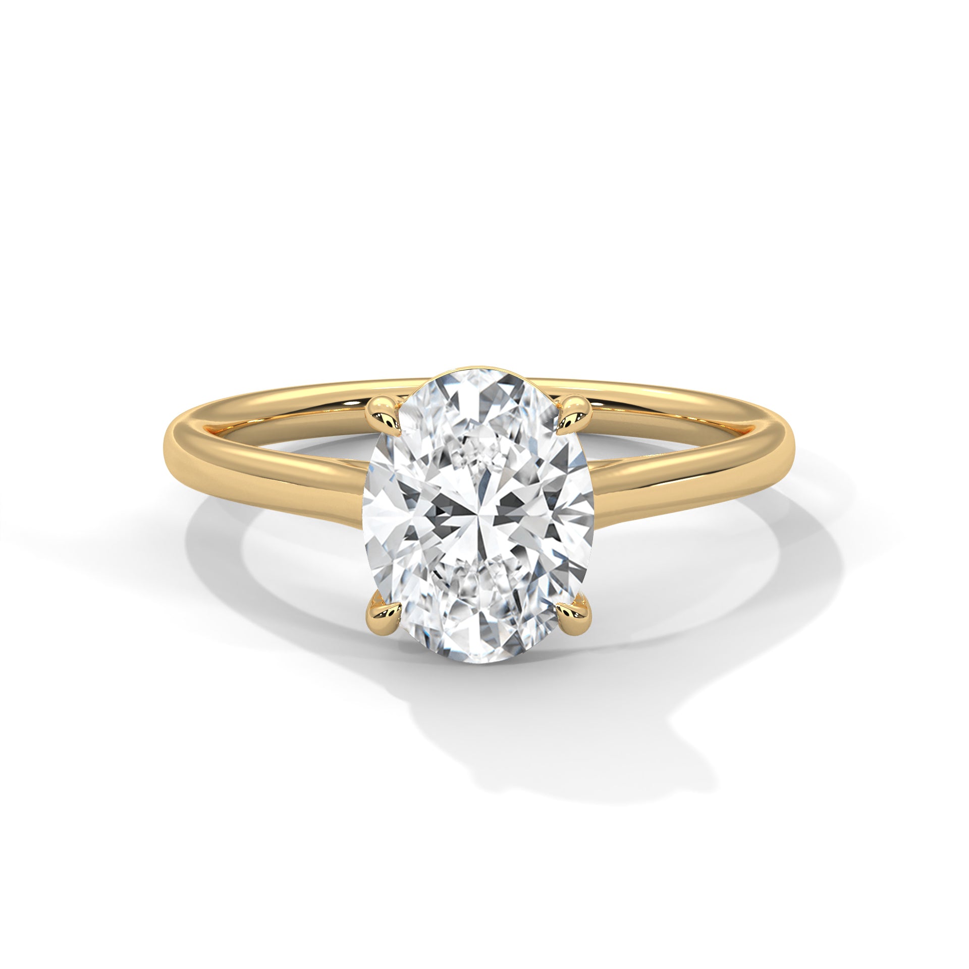 Lorraine oval solitaire diamond engagement ring in 14k gold, view 2