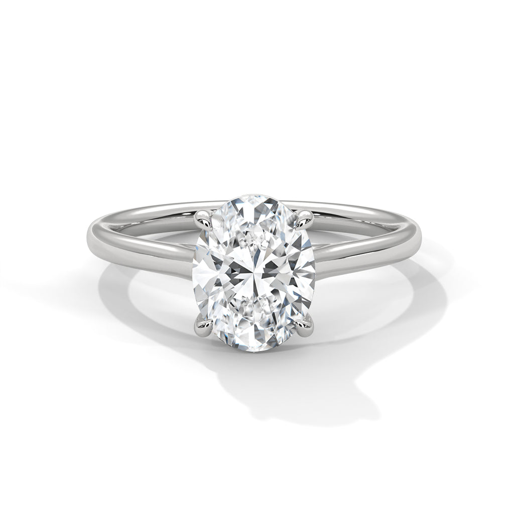 Lorraine oval solitaire diamond engagement ring in 14k gold, view 3