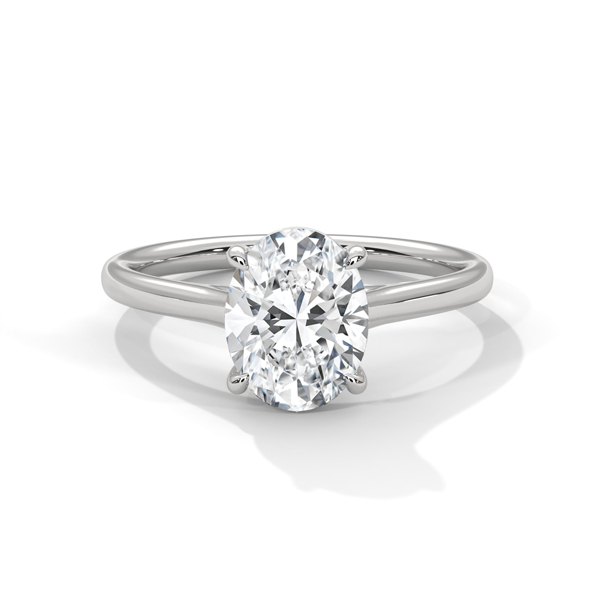 Lorraine oval solitaire diamond engagement ring in 14k gold, view 3