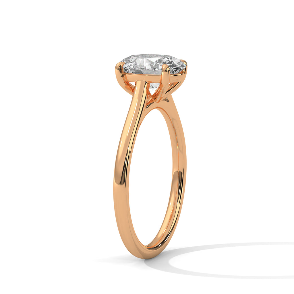 Lorraine oval solitaire diamond engagement ring in 14k gold, view 4