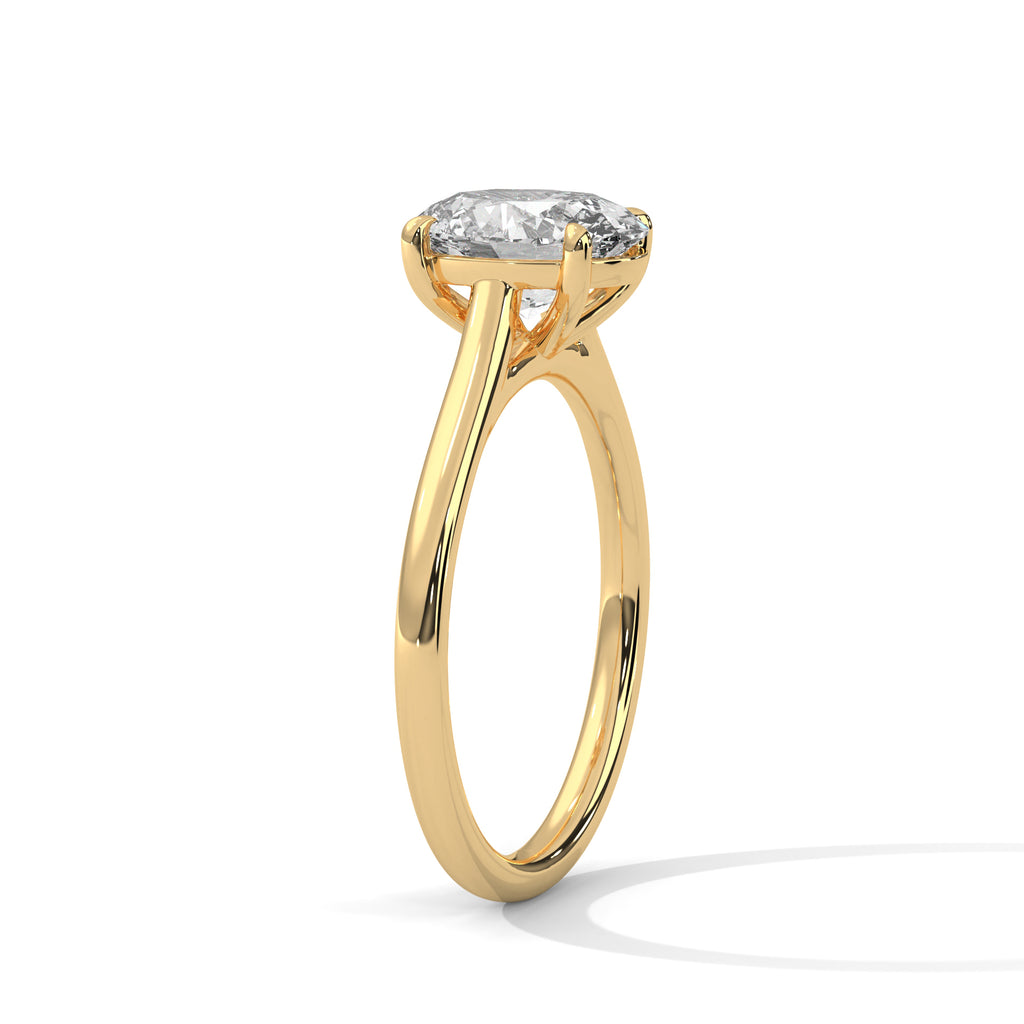 Lorraine oval solitaire diamond engagement ring in 14k gold, view 5