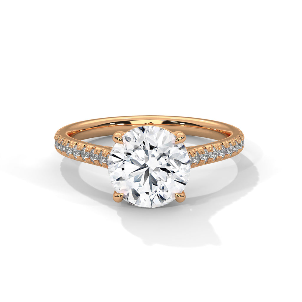 Mathilde round diamond engagement ring in 14k gold, view 1