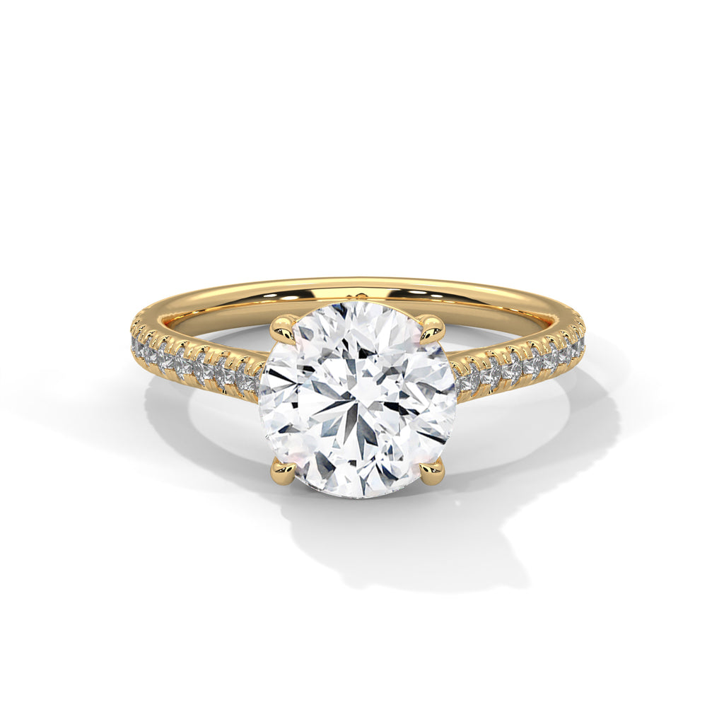 Mathilde round diamond engagement ring in 14k gold, view 2