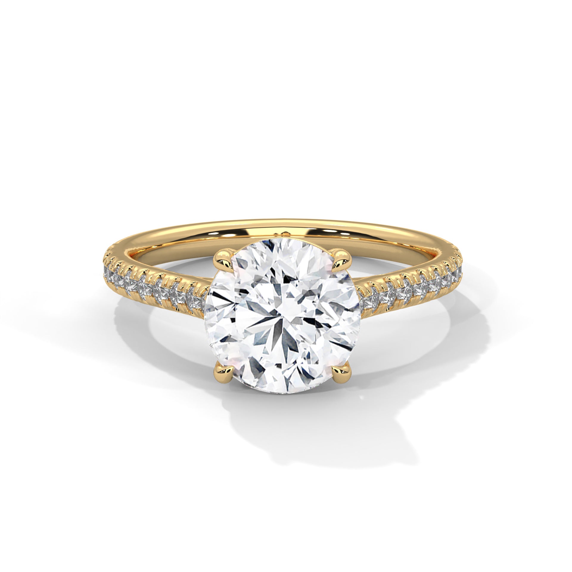 Mathilde round diamond engagement ring in 14k gold, view 2