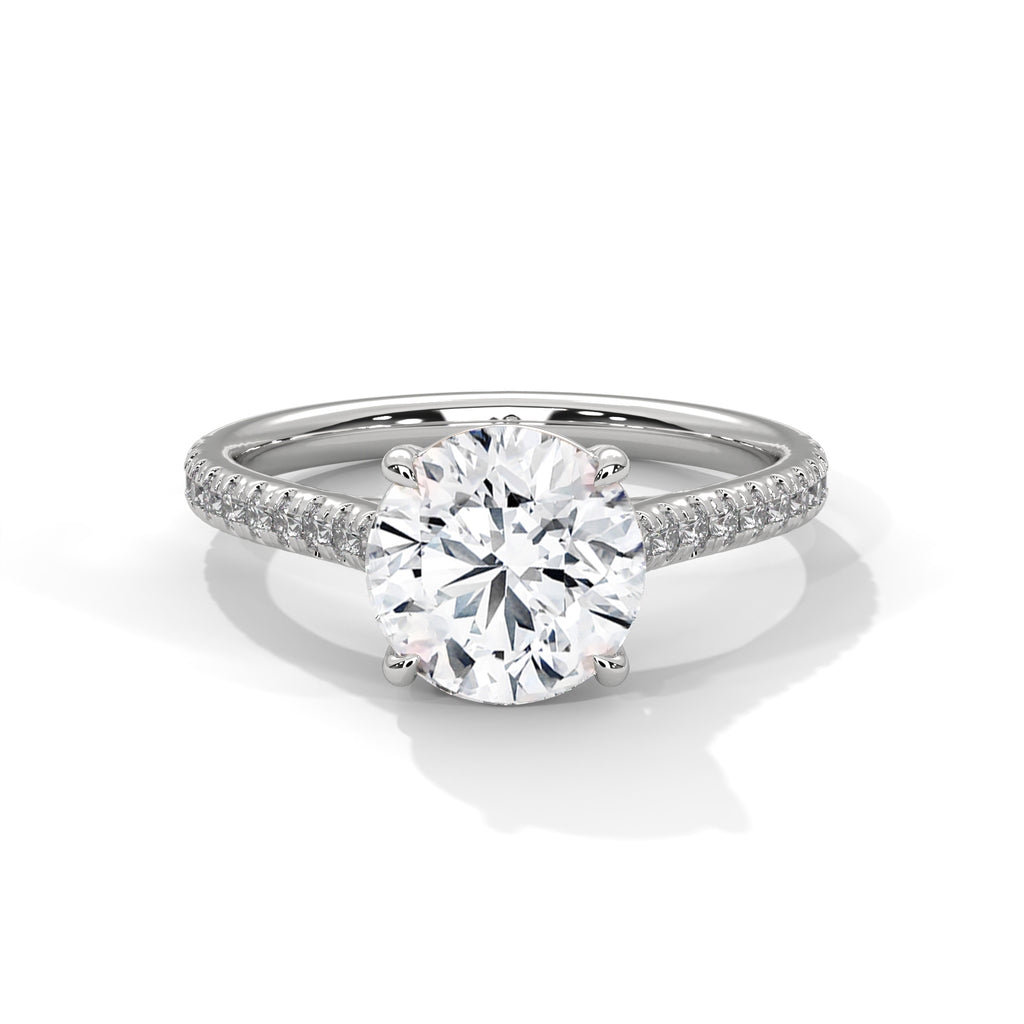 Mathilde round diamond engagement ring in 14k gold, view 3