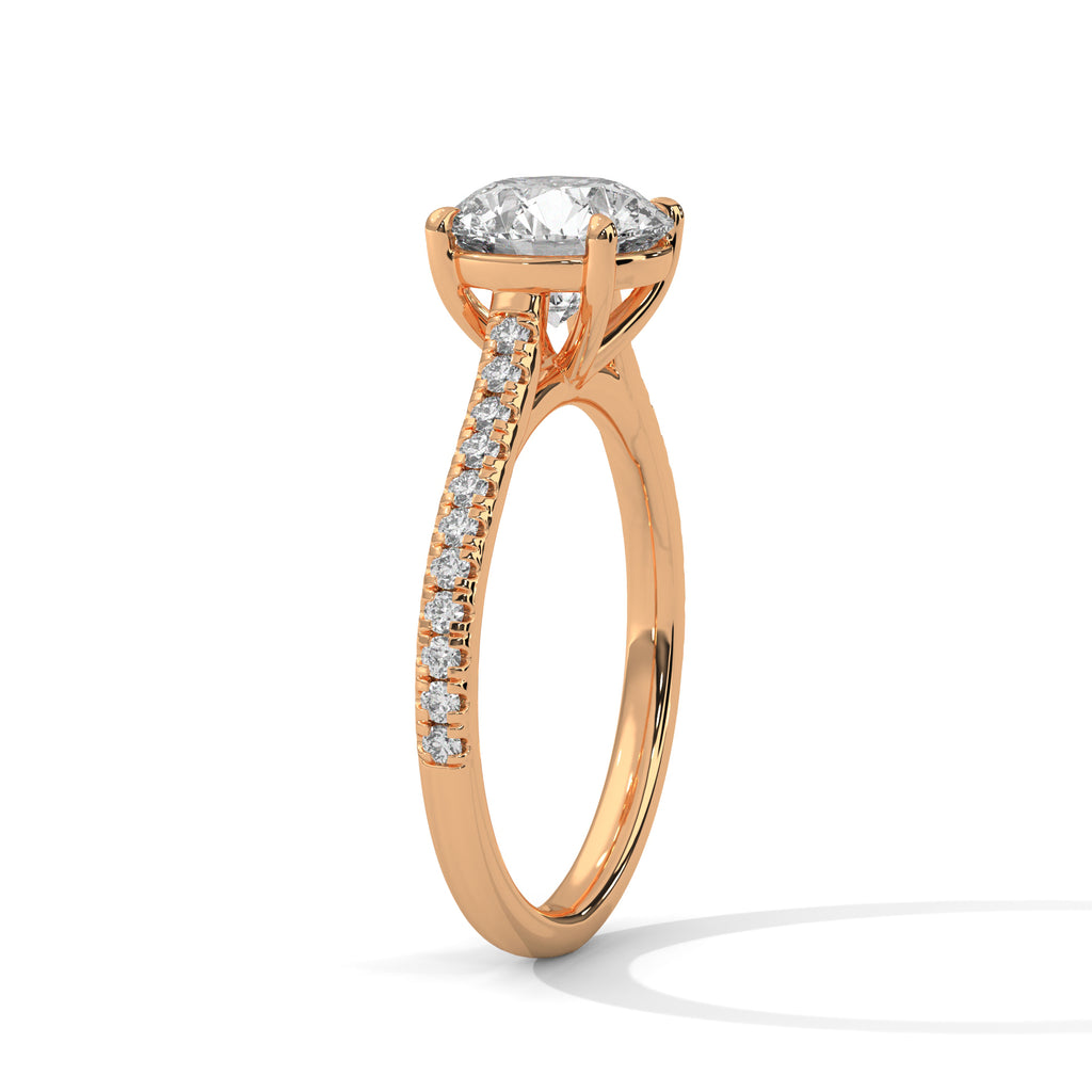 Mathilde round diamond engagement ring in 14k gold, view 4