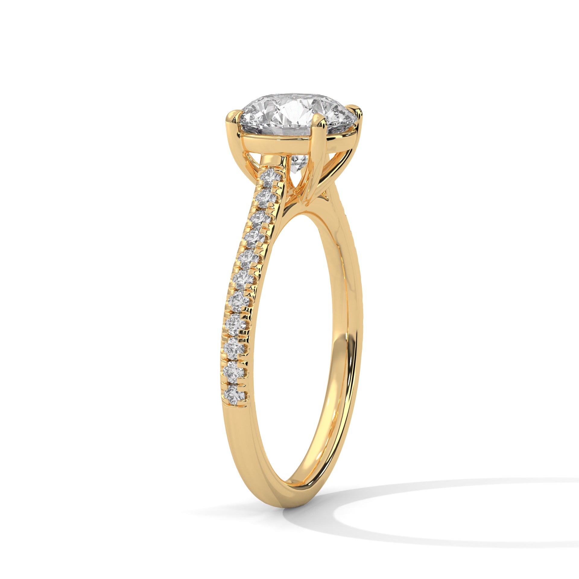 Mathilde round diamond engagement ring in 14k gold, view 5