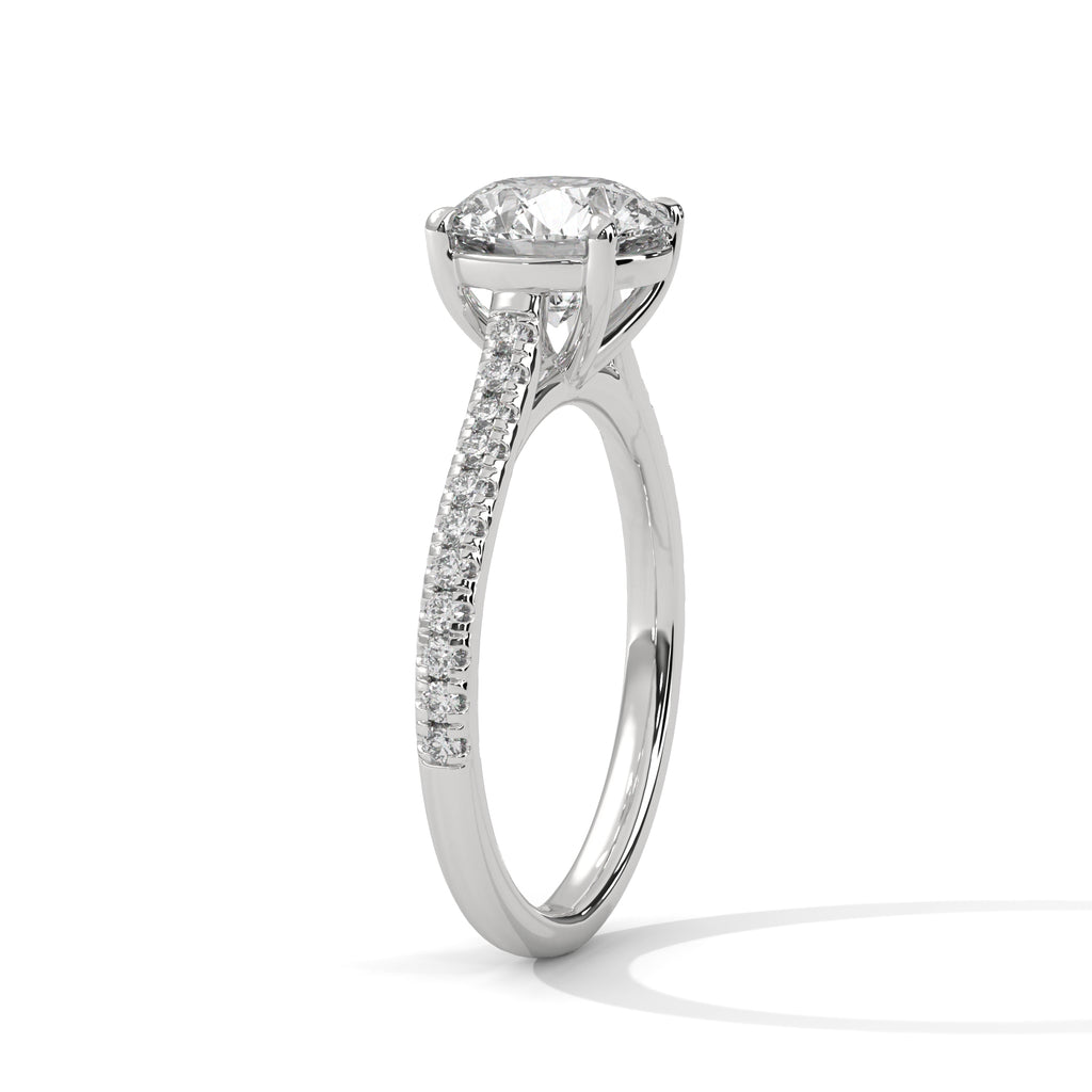 Mathilde round diamond engagement ring in 14k gold, view 6