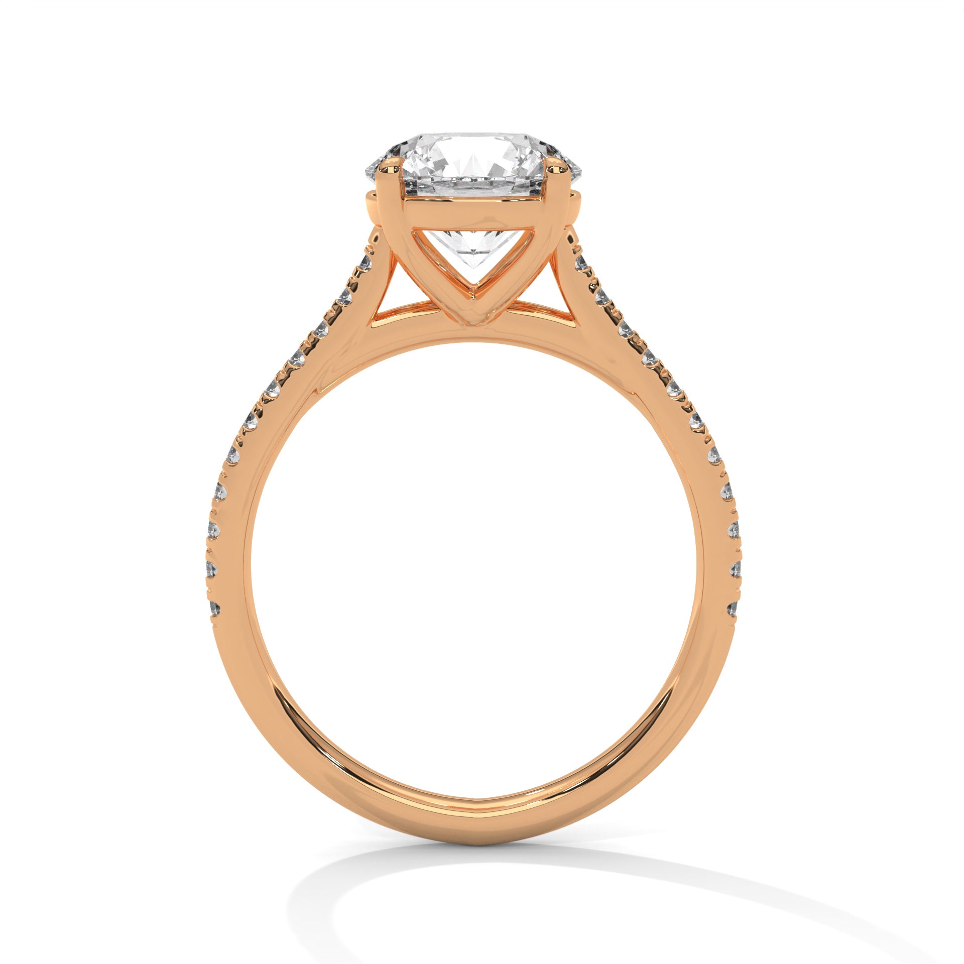 Mathilde round diamond engagement ring in 14k gold, view 7