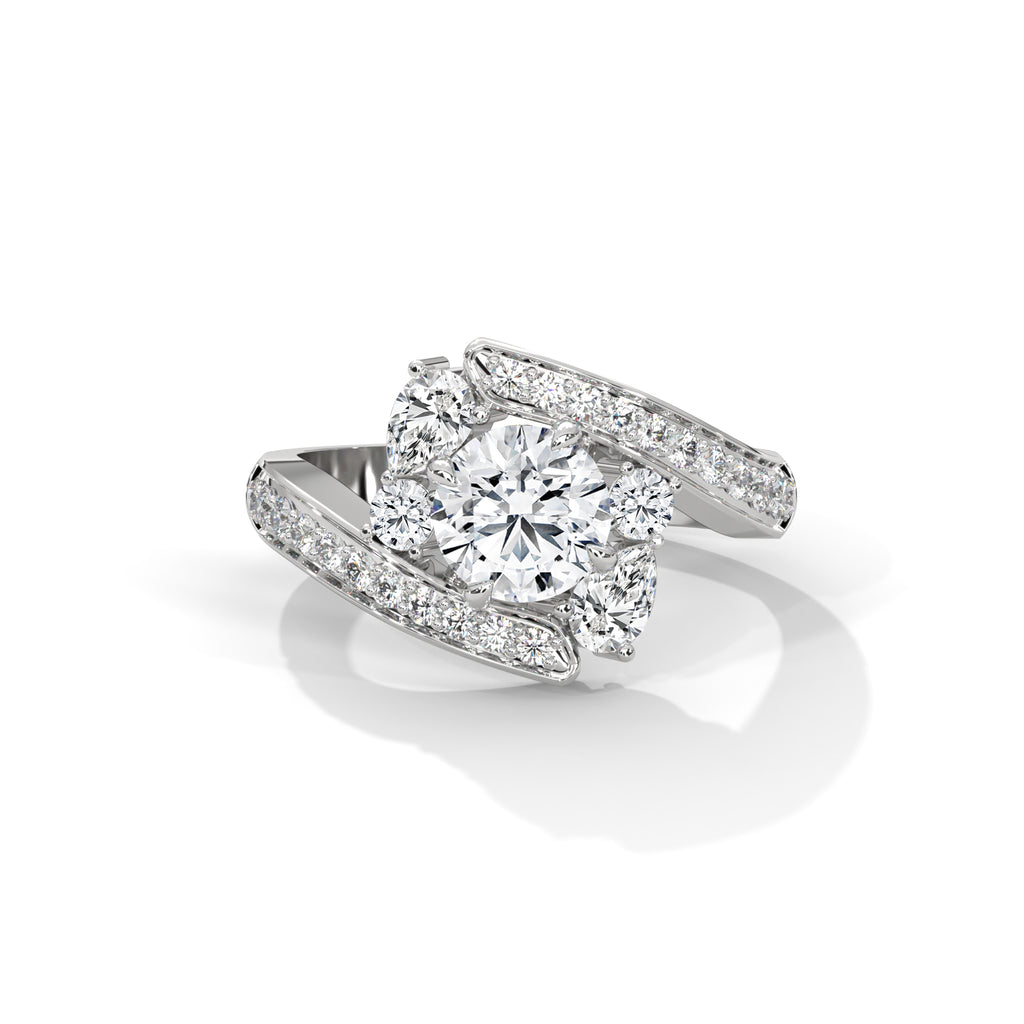 Solene Bypass Halo Diamond Ring - side view